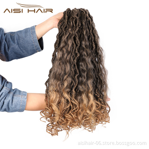 Aisi Hair Wholesale Faux Locs Ombre Brown Crochet Braids Hair Faux Locks Synthetic Braids Hairpieces Extensions For Black Women